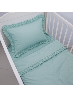 Jaju Baby Mint Bebek Nevresim Takımı – 60X120 | 70X140 | 80X130 Beşik Uyumlu – Fırfırlı Premium Set