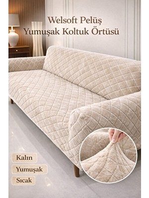 Faiend Yumuşacık Welsoft Lastikli 3 Kişilik Koltuk Örtüsü | Kaymaz, Esnek ve Yıkanabilir Koltuk Kılıfı