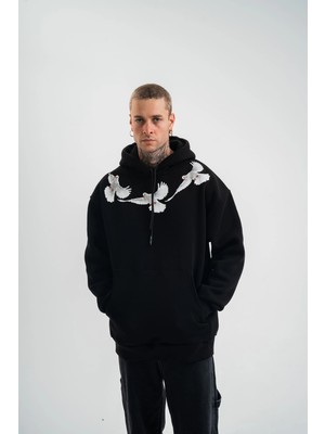 Velmora Fashion Uzun Kol Bisiklet Yaka Yıkamalı Sweatshirt - Siyah -