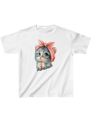 Velmora Fashion Çocuk   Baskılı T-Shirt - Beyaz