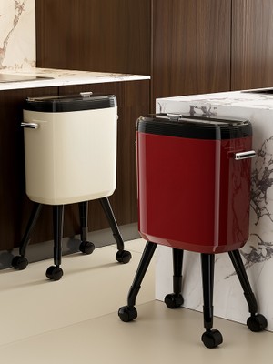 Adefco 20 Lt Kapaklı Çöp Kovası Tekerlekli Modern Tasarım Yüksek Ayaklı Çöp Kutusu