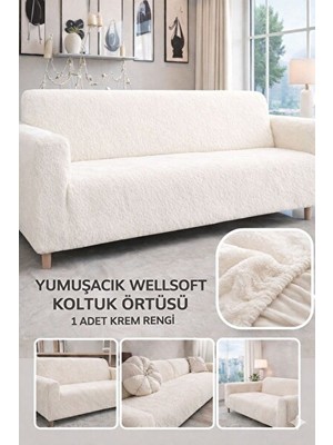 Faiend Yumuşacık Welsoft Lastikli 3 Kişilik Koltuk Örtüsü | Kaymaz, Esnek ve Yıkanabilir Koltuk Kılıfı