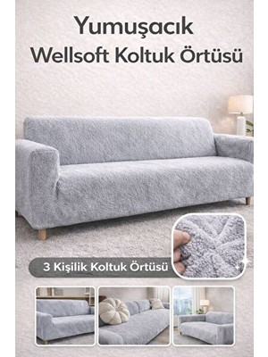 Faiend Yumuşacık Welsoft Lastikli 3 Kişilik Koltuk Örtüsü | Kaymaz, Esnek ve Yıkanabilir Koltuk Kılıfı