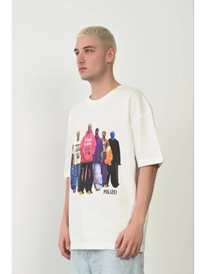 Velmora Fashion Erkek Baskılı T-Shirt Kısa Kol Bisiklet Yaka Rahat Kalıp Tişört - Beyaz