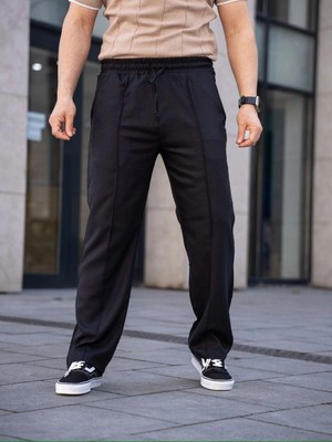 Velmora Fashion Keten Cepli Çıma Dikişli Jogger Buggy Pantalon Rahat Kalıp - Siyah