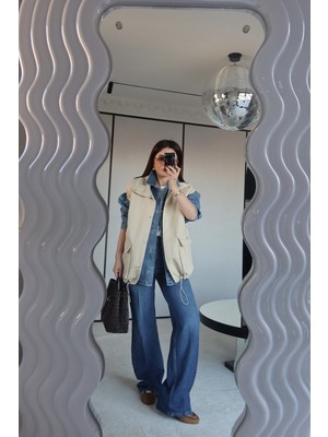 Özge Özgenç Yumuşak Dokulu Wideleg Jean