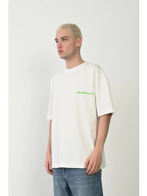 Velmora Fashion Erkek Baskılı T-Shirt Kısa Kol Bisiklet Yaka Rahat Kalıp Tişört - Beyaz