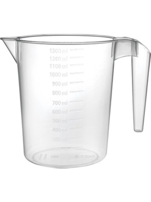 Veyla Style Şeffaf Plastik Ölçü Göstergeli Mutfak ve Banyo Maşrapa 1300 ml