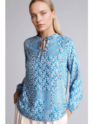 DeFacto Regular Fit Bisiklet Yaka Baskılı Uzun Kollu Bluz N1809AZ26SP