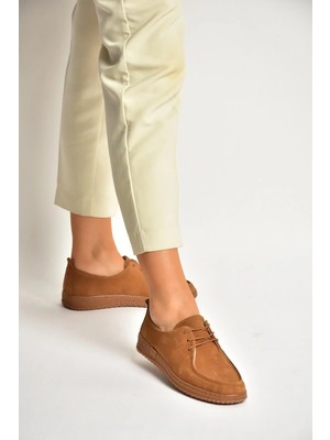 Fox Shoes Y555323002 Taba Hakiki Deri Süet Günlük Kadın Ayakkabı