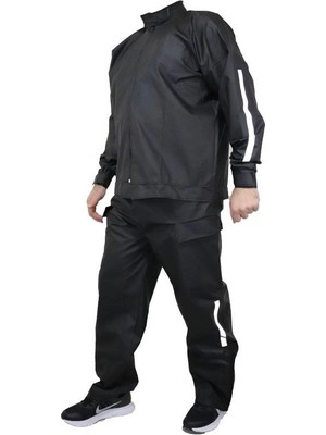Velmora Fashion Yağmurluk Takım (Bahçıvan Tipi Askılı Pantolon ve Mont) - Siyah -
