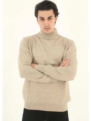 Velmora Fashion Yarım Balıkçı Yaka Triko Kazak - Bej