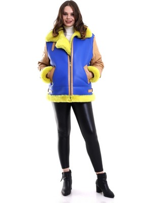 Senka Koyun Derisi Pilot Hakiki Kürk - Sarı -