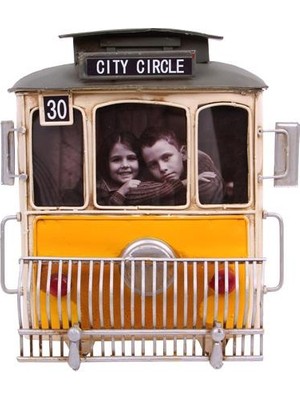 Dekoratif Metal Çerçeve Tramvay Temalı Vintage Hediyelik