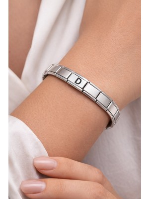 Uravas Store Harfli Çelik Bileklik D Harfi – Kişiye Özel Paslanmaz Çelik Kadın Bileklik – Esnek Italyan Model
