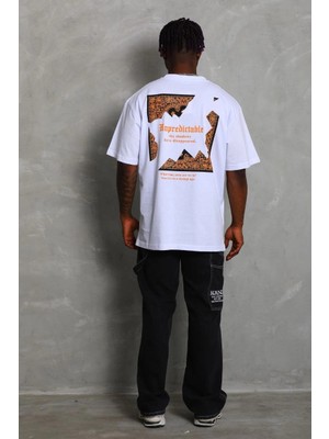 Senka Oversize Baskılı Bisiklet Yaka T-Shirt - Beyaz -