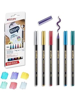 SHC4200 Edding 1340 Metalik Uçlu Keçeli Kalem, 6 Parlak Renkli Set, Esnek Ucu