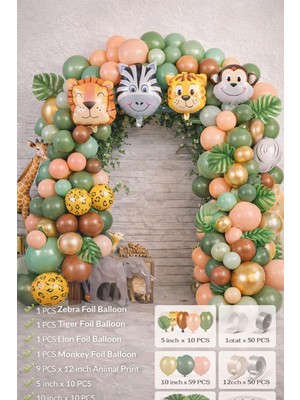 Eng Parti Dünyası 100 Parça Safari & Hayvan Temalı Balon Konsepti - ENG-B1092