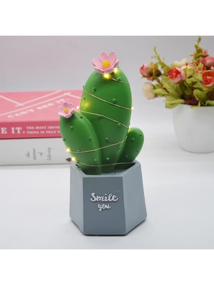 Uravas Store® LED Işıklı Kaktüs Biblo Ev Dekorasyon ve Hediyelik Eşya LED Aydınlatma