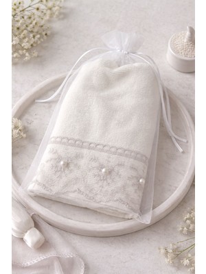 Home Inci Detaylı Nakışlı El Havlusu 30X45 cm Pamuk Tül Keseli