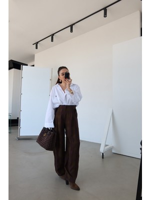 Özge Özgenç Kapak Cepli Ekoseli Pantolon