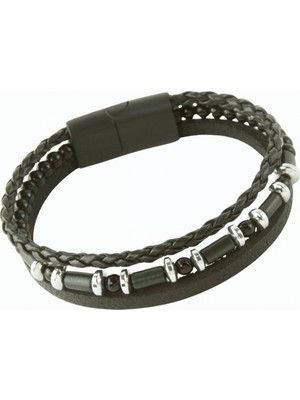 Marsilyan Hematit Mıknatıslı Deri Bileklik