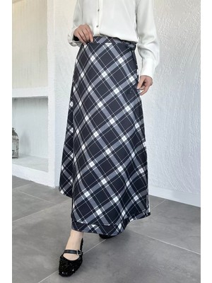 Julude Kadın Ekoseli Bağlamalı Tesettür Etek P-00020656