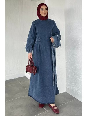 Julude Yelek Kombinli Kot Jean Tesettür Elbise P-00020593