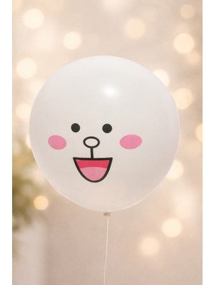 Eng Parti Dünyası 10’lu Paket Sevimli Yüz Baskılı Beyaz Balon ENG-B1110