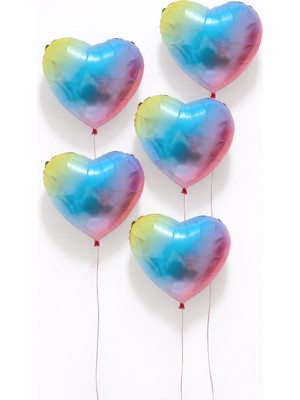 Eng Parti Dünyası 5 Adet Gökkuşağı Renkli Kalp Folyo Balon – Canlı, Parlak ve Dikkat Çekici ENG-B1052