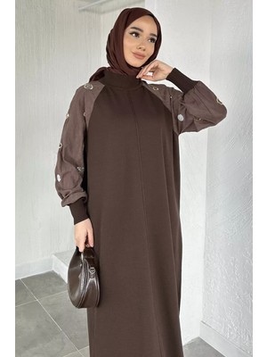 Julude Kollar Taş Işlemeli Tesettür Triko Elbise P-00020954