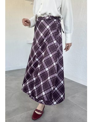 Julude Kadın Ekoseli Bağlamalı Tesettür Etek P-00020656