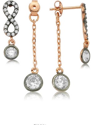 925 Ayar Gümüş Zincirli Sonsuzluk Bayan Küpe