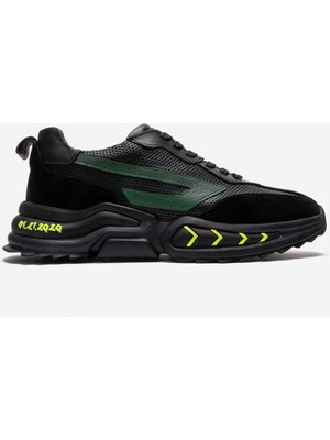 Marcomen Erkek Kalın Taban Bağcıklı Sneaker Gerçek Deri Mc 21616 Siyah/yeşil