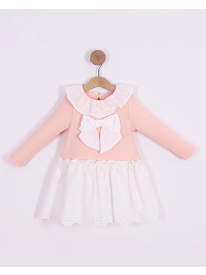 Kidello Matilde Pudra Fiyonk Bordeli Penye Kız Çocuk Elbise