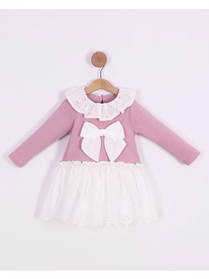 Kidello Matilde Gül Kurusu Fiyonk Bordeli Penye Kız Çocuk Elbise