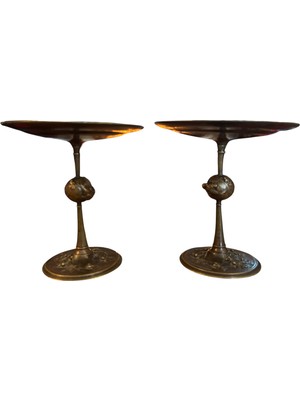 TT Antika Bronz Ayaklı Sunumluk Çifti