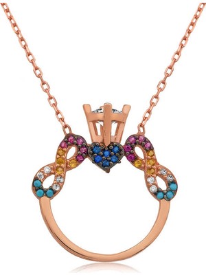 925 Ayar Gümüş Tek Taş Sonsuz Aşk Kadın Gümüş Kolye