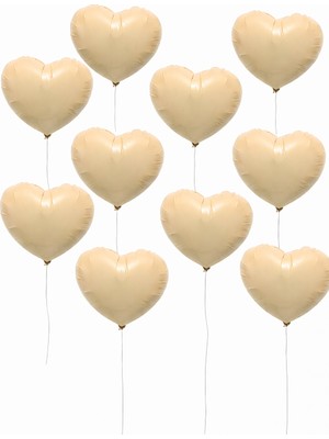 Eng Parti Dünyası 10 Adet Krem Rengi Kalp Şeklinde Folyo Balon ENG-B1051