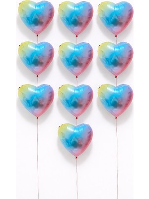 Eng Parti Dünyası 10 Adet Gökkuşağı Renkli Kalp Folyo Balon – Canlı, Parlak ve Dikkat Çekici ENG-B1052