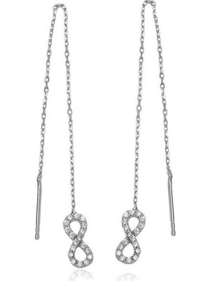 925 Ayar Gümüş Zincirli Sonsuzluk Küpe