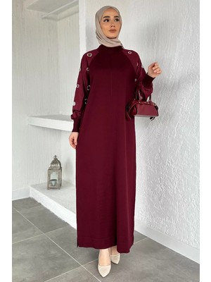 Julude Kollar Taş Işlemeli Tesettür Triko Elbise P-00020954