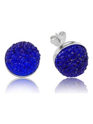 925 Ayar Gümüş Kristal Mavi Çivili Küpe