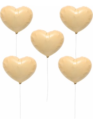 Eng Parti Dünyası 5 Adet Kalp Şeklinde Krem Rengi Folyo Balon ENG-B1051