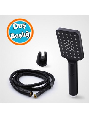 Nzb Duş Başlığı Set Banyo Fişkiyesi Seti Dikdörtgen Fiskiye Telefon Fonksiyonlu Lüks Başlık Metal Hortum