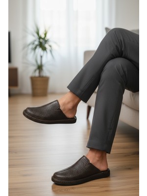 Cozi Company Hakiki Deri Ortopedik Topuk Dikeni Özel Tabanlı Önü Kapalı Günlük Terlik