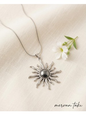 Mervan Takı Vintage Güneş Model Stainless Steel Kolye