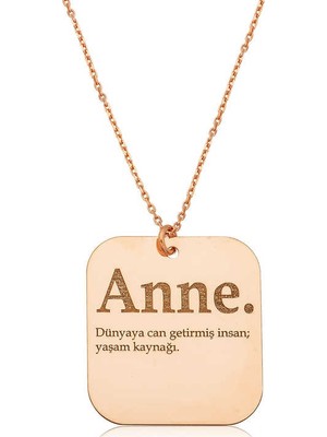 925 Ayar ​gümüş Rose Anne Yazılı Plaka Kolye