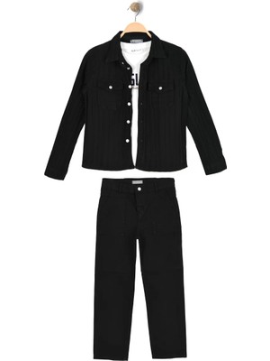 Alg ERKEK ÇOCUK BAYRAMLIK ÜÇLÜ TAKIM GÖMLEK TİŞÖRT PANTOLON ŞIK KOMBİN (Bir Beden Büyük Önerilir)