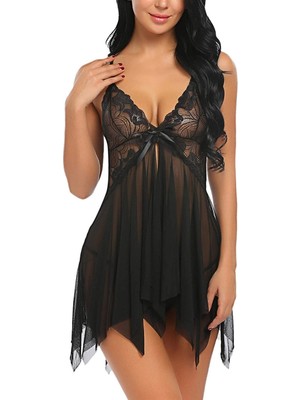 Buğlem Event Seksi Siyah Tül Babydoll gecelik 15500 - LG002W-7LDF07